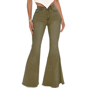 <span class=keywords><strong>Jeans</strong></span> a Zampa d'Elefante a Vita Alta da <span class=keywords><strong>Donna</strong></span>, Pantaloni in Denim Y2K Streetwear Vintage Lavati, Slim Fit Elasticizzati Multicolore - Product Image 5