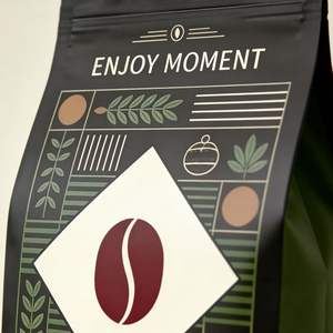 Bolsa de Embalaje de Papel de Aluminio con Fondo Plano y Válvula de Aire, Impresa Personalizada en Negro Mate para Granos de Café - Product Image 3