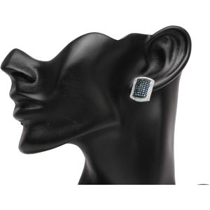 Ornaatis Diamond <b>Stud</b> <b>Earrings</b> 1.87 Cttw Round Cut White Blue In 925 Sterling <b>Silver</b> Prong Setting For Women - Product Image 3