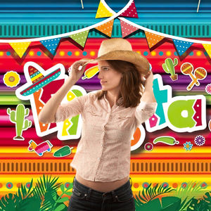 México Fiesta Antecedentes a tema messicano festa a strisce sfondo Fiesta Cinco De Mayo decorazione per feste - Product Image 4