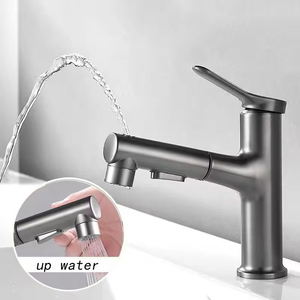 <span class=keywords><strong>Robinet</strong></span> de lavabo de salle de bain moderne en laiton massif, mitigeur pivotant à 360° avec douchette extractible pour projets hôteliers - Product Image 1