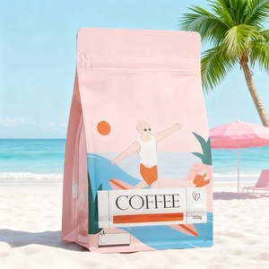 Bolsas Biodegradables Reutilizables Impresas Personalizadas de 4 Oz 1 kg, Bolsas de Fondo Plano para Empacar Granos de Café con Válvula y Cierre - Product Image 1