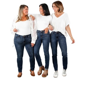 Pantalones Vaqueros Formales de Pierna Ancha y Corte Ajustado para <span class=keywords><strong>Mujer</strong></span>, Estilo Europeo y Americano, Elásticos, Impermeables, de Mezclilla Tejida - Product Image 3