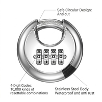 Cadenas à disque à combinaison à 4 chiffres en acier inoxydable avec anse en acier trempé pour casier, salle de sport, portail extérieur