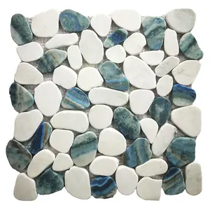 Natural Stone Mix Resin Marble Stone Mosaic For Outdoor And Indoor Wall House And Bathroom