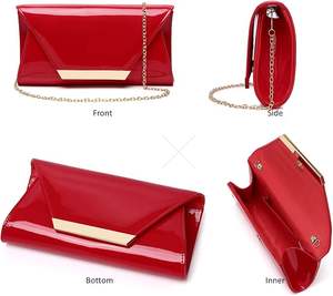 Bolso de mano tipo sobre de charol para mujer, elegante, con cremallera, ecológico, con espejo, para noche, hombro, Navidad, boda - Product Image 4