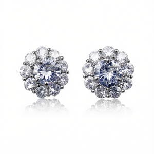 Pendientes de Cristal Mobsau, Plata 925 con Baño de Rodio, Forma de Flor, Joyería Clásica para Mujer, para Bodas - Product Image 1