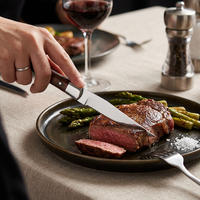 Ensemble de 6 couteaux à steak Laguiole, manche en bois Pakka, couteaux de table pour la cuisine, la restauration, la vaisselle, dans un coffret cadeau