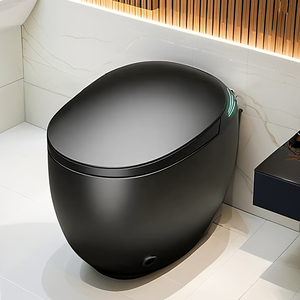 WC intelligent avec bidet intégré, version haut de gamme, design rond gris Watermark, double chasse, sanitaires, cuvette de WC à fixation au sol avec siphon en S - Product Image 1