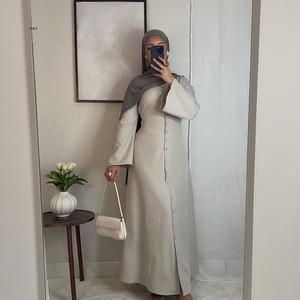 Customized Design Women <strong>Abaya</strong> With Button Design Premium Fabric High Quality Full Length Islamic Women Muslim Closed Abayas - Product Image 1