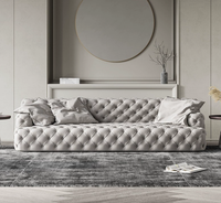Canapé Chesterfield 3 places en velours capitonné pour salon, villa, maison, hôtel
