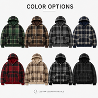 Sudadera Hombre Unisex GSM 500 Katun Kotak-kotak Hijau Dengan Kap dan Resleting Hoodies Grosir Untuk Sudaderas Berkualitas Tinggi