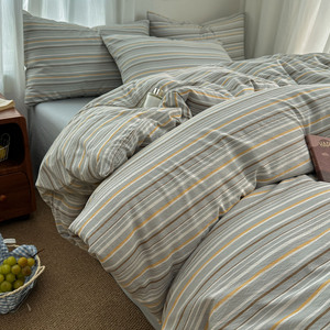 Housse de couette à carreaux et rayures, ensemble <span class=keywords><strong>drap</strong></span> et taie d'oreiller, personnalisable, pour la maison, la chambre, l'hébergement familial et l'hôtellerie - Product Image 2