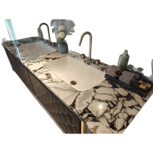 Luxurious Modern <b>Bathroom</b> <b>Vanity</b> Unit with Solid Wood & Plywood Countertop MDF Lacquer Finish Wall-Mounted Basin Mirror Included - Product Image 5