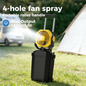 Nouveau ventilateur pulvérisateur portable 30000mAh avec réservoir d'eau de 15 litres - Ventilateur de camping rechargeable à LED pour le refroidissement - Product Image 1