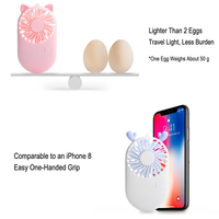 Mini ventilateur portable USB rechargeable avec antenne en forme de cœur, ventilateur de bureau portatif à 3 vitesses, faible bruit pour un usage quotidien