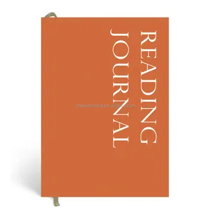 사용자 정의 크기 디자인 인쇄 오렌지 컬러 하드백 큐레이션 북 클럽 프롬프트 읽기 도전 로그 추적기 저널