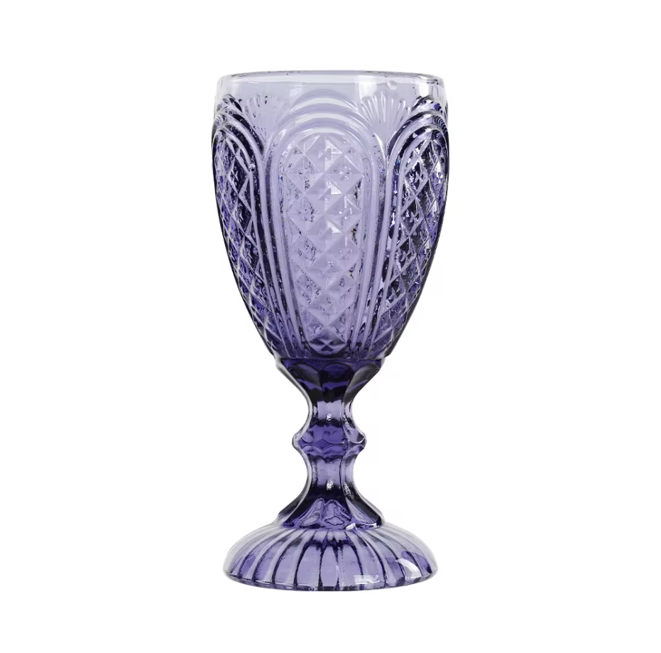 Tasse en verre de lait violet, gobelets vintage