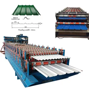 Ein schicht ige 840 Dachziegel blech herstellungs maschine Wellblech walz maschine Stahldach blech walzen formung