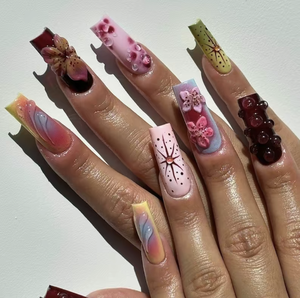 <span class=keywords><strong>Verano</strong></span> nuevo diseño alta calidad hecho a mano prensa Ons <span class=keywords><strong>uñas</strong></span> artificiales largo cuadrado 3D flores prensa en las <span class=keywords><strong>uñas</strong></span> - Product Image 5