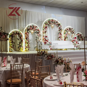ZKAI Set Moderno per Decorazioni Festa, <span class=keywords><strong>Arco</strong></span> Dorato con Supporto per Sfondo, Illuminazione LED, Set per Sfondo Matrimoniale con Fiori - Product Image 1