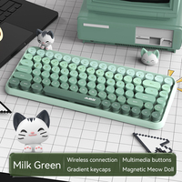Clavier sans fil Ajazz 308i 84 touches, style machine à écrire rétro, touches rondes, clavier 75%, clavier sans fil mignon pour le bureau, clavier à membrane