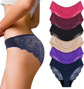 Womens Underwear Invisible Seamless Bikini Lace Underwear meia volta cobertura calcinha
