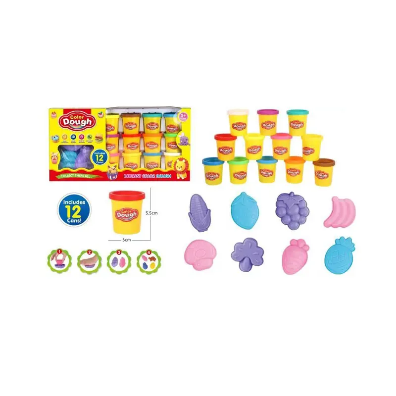 Pädagogischer Spielteig Polymer Clay Set 12 Farben mit Werkzeugen Spielzeug für Kinder