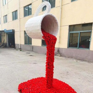 D101 tasse fleur versant tasse à thé Sculptures de plantes artificielles écologique résistant aux UV décoration de paysage extérieur - Product Image 4