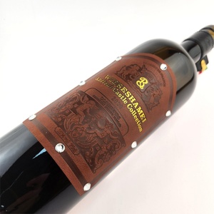 Embossed Wine Label Luxury Soft PU Leather with Rhinestone Custom Wine Label Sticker - Product Image 6