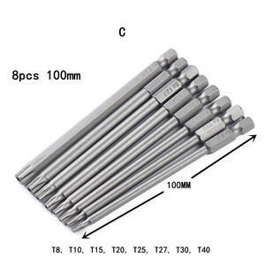Juego de brocas magnéticas huecas de estrella de seguridad, mango hexagonal 1/4, puntas de Torx de agujero medio, puntas de destornillador de seis estrellas de 50mm, 75mm, 100mm y 150mm - Product Image 5