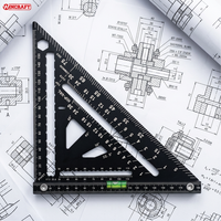 WINCRAFT Équerre de charpentier multifonctionnelle 7 pouces avec niveau laser intégré, pour le marquage et la mesure en menuiserie, règle triangulaire DIY OEM