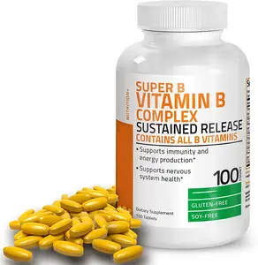 Tablet Vitamin B Mluti Vegan Kompleks Super 100 untuk Suplemen Kesehatan Kekebalan Tubuh