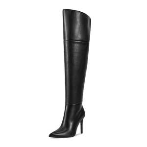 Bottes longues en PU de haute qualité pour femmes, bottes d'hiver à talons carrés, bottes cuissardes, vente en gros de chaussures pour femmes, talons hauts d'extérieur - Product Image 3