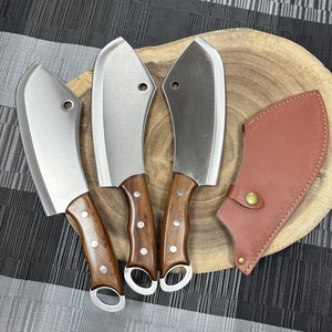 Coltello da Macellaio in Acciaio Inox 48CR, Utensile da Cucina Versatile con Manico in Legno di Mogano Rosso - Product Image 5