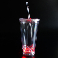 Gobelet lumineux à double paroi en plastique avec logo personnalisé, très populaire et en promotion
