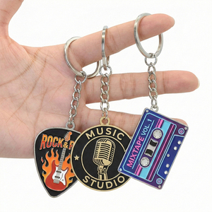 Porte-clés personnalisé en métal plaqué, motif dessin animé mignon, musique, sport, <span class=keywords><strong>animal</strong></span>, breloque émail 3D, cadeau promotionnel, vente en gros, OEM - Product Image 2