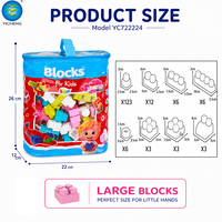Grand ensemble de blocs de construction pour tout-petits, jouet éducatif pour enfants avec sac de rangement, briques DIY animaux, voitures, chiffres pour enfants