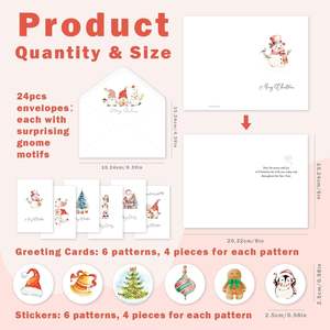 Libro di acquerelli all'ingrosso per Natale, 4x6 pollici, <span class=keywords><strong>6</strong></span> disegni assortiti, rilegatura a fogli piegati, carta patinata bianca per le feste di Capodanno, rigida - Product Image 5