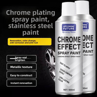 Peinture en aérosol pour jantes de voiture - Chrome argenté style acier inoxydable - Résine acrylique liquide métallique antirouille effet miroir pour peinture en poudre