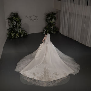 Robe de mariée sans bretelles Gt043, ornée de perles, en satin ivoire, robe de mariée Jancember - Product Image 5