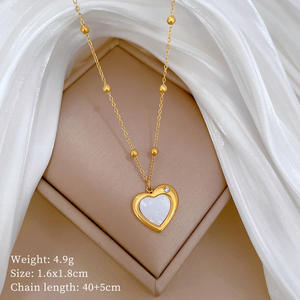 2026 उच्च गुणवत्ता वाले दिल के आकार के पेंडेंट शेल डायमंड स्टेनलेस स्टील नॉन-फेडिंग महिला दिल के आकार के पेलेंट हार हार - Product Image 6