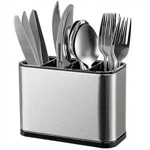 <b>Cutlery</b> Holder Rectangular Standing Type Kitchen <b>Storage</b> Rack Modern Design Rust Resistant Tableware Organizer - Product Image 6