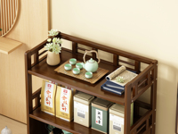 Honvidora Meuble de Salon Multifonctionnel en Bambou, Style Chinois, avec Double Tiroirs Côté Droit et Porte Inférieure, pour Présentation et Rangement