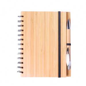 Oempromo Custom Recycled Bamboo Cover <b>Notebook</b> Set Promotional A5 Sizes Spiral Pen Printed Paper Bamboo <b>Diaries</b> - Product Image 4