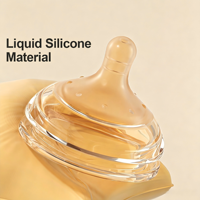 Biberon anti-colique pour nouveau-né en verre cristal diamanté PP, à large ouverture, avec tétine en silicone en forme de cœur, sans BPA, motif imprimé