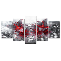 Peinture de paysage moderne en 5 parties, impression de fleurs de lys sur toile, décoration murale intérieure