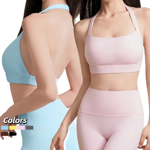 Classic Plus Size Women's Yoga <b>Bra</b> Halter Neck Four-Way <b>Stretch</b> Breathable Lightweight Sports Active Wear Custom Logo - Product Image 1