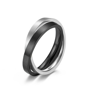Ciondolo a doppio anello in acciaio inox opaco spazzolato <span class=keywords><strong>collana</strong></span> unisex unisex a doppio scopo - Product Image 5