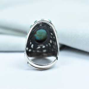 Handmade Turquoise Sterling Silver <b>Adjustable</b> <b>Ring</b> Natural Gemstone Jewelry for Women Wholesale - Product Image 2